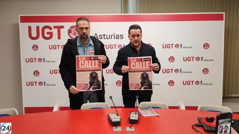 UGT y CCOO protestan este domingo por la defensa de los derechos laborales ante un parlamento que los ignora.