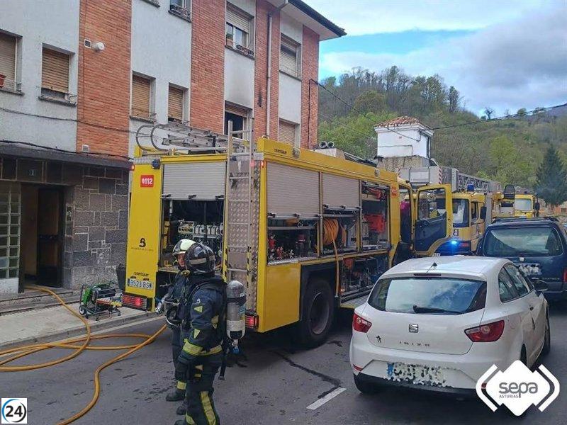 Incendio en Riosa deja dos intoxicados y tres gatos fallecidos.