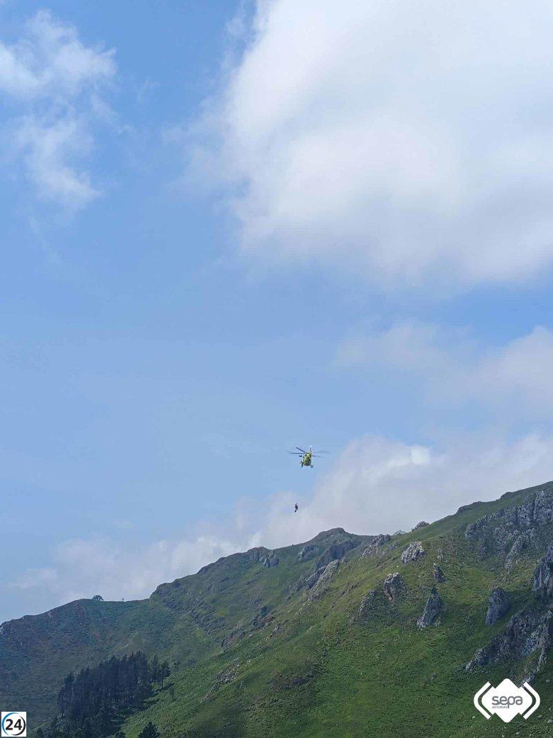 Cae una senderista en el Pico Paisano y es rescatada por un helicóptero en Peñamellera Baja.