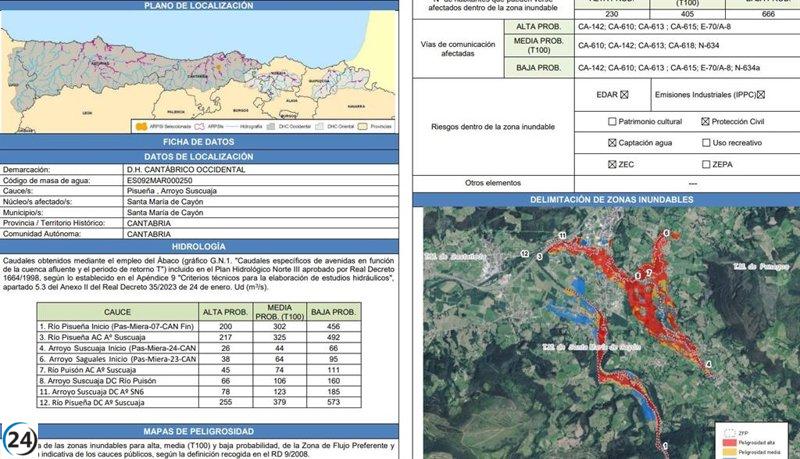 La Confederación Hidrográfica del Cantábrico actualiza los mapas de riesgos de inundaciones.