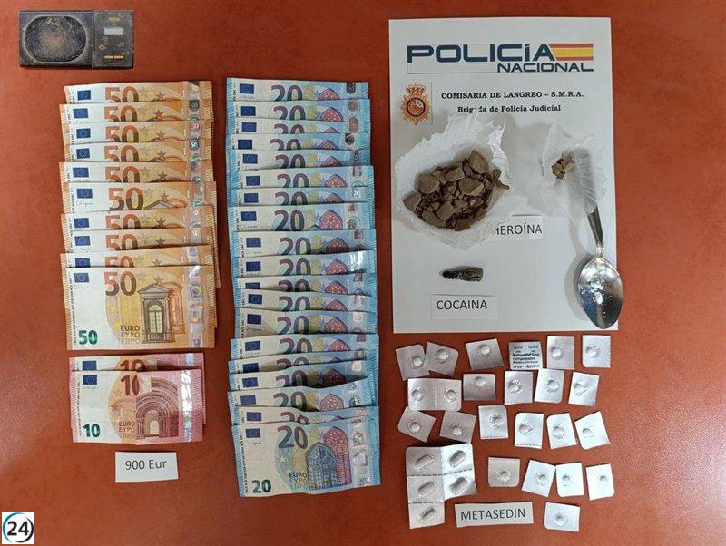 Arrestan en Langreo a un hombre en flagrancia por narcotráfico de heroína.