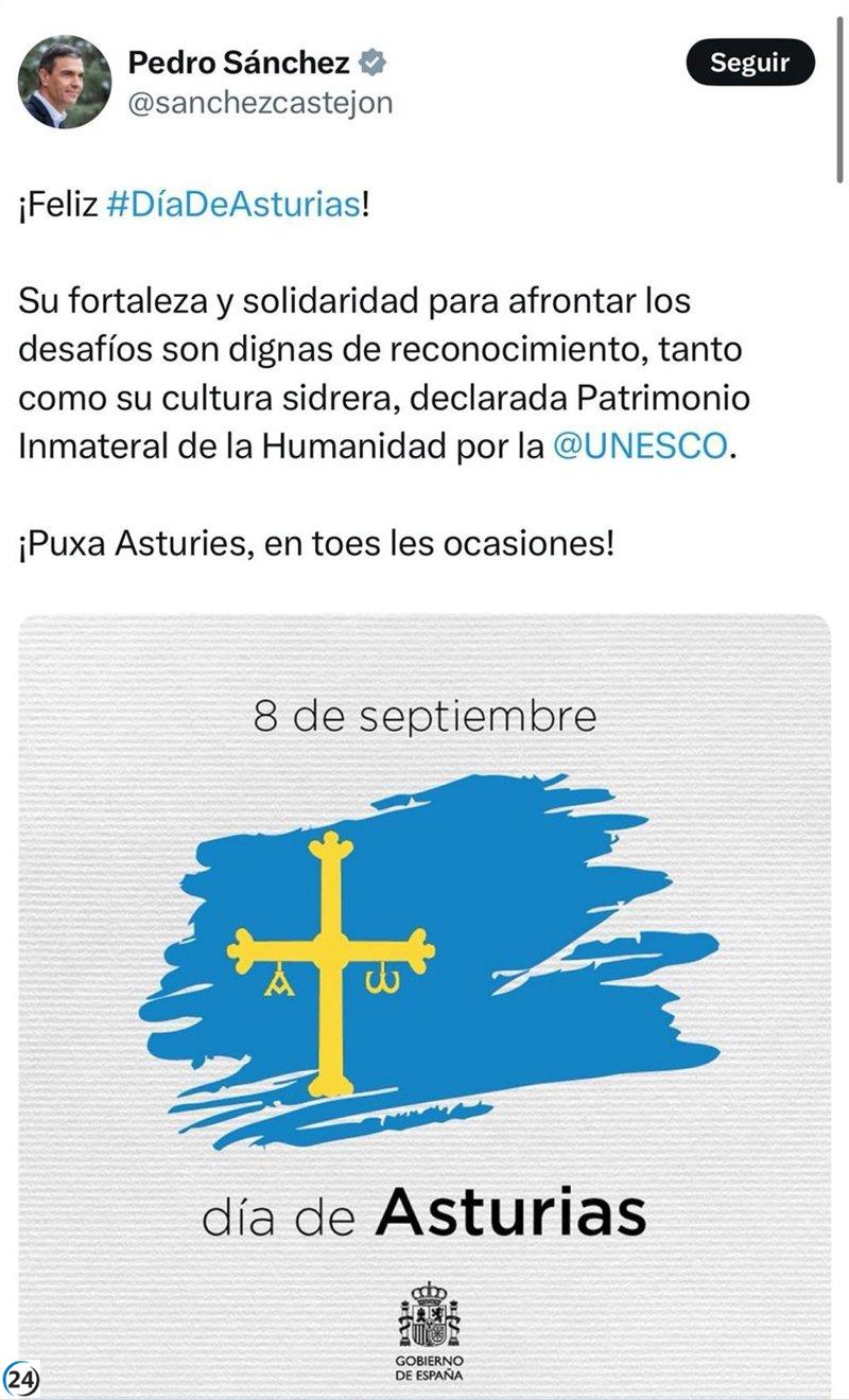 Sánchez celebra la esencia y resistencia de Asturias en su Día de la comunidad.