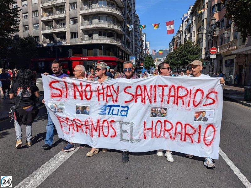 Protesta de trabajadores de TUA en Oviedo: