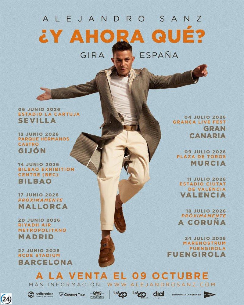 Alejandro Sanz llevará su gira mundial '¿Y Ahora Qué?' a Gijón el 12 de junio.