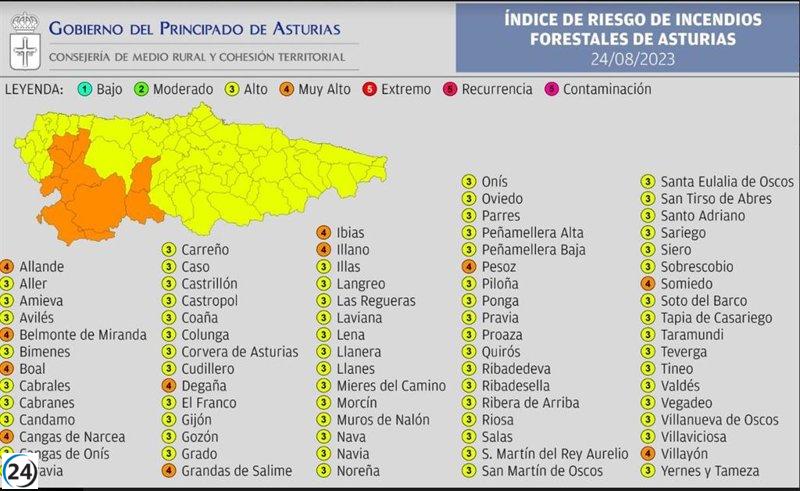 Asturias en alerta: Alto riesgo de incendios forestales en todo el territorio este jueves