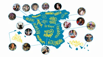 Un mapa de las fiestas populares en Asturias